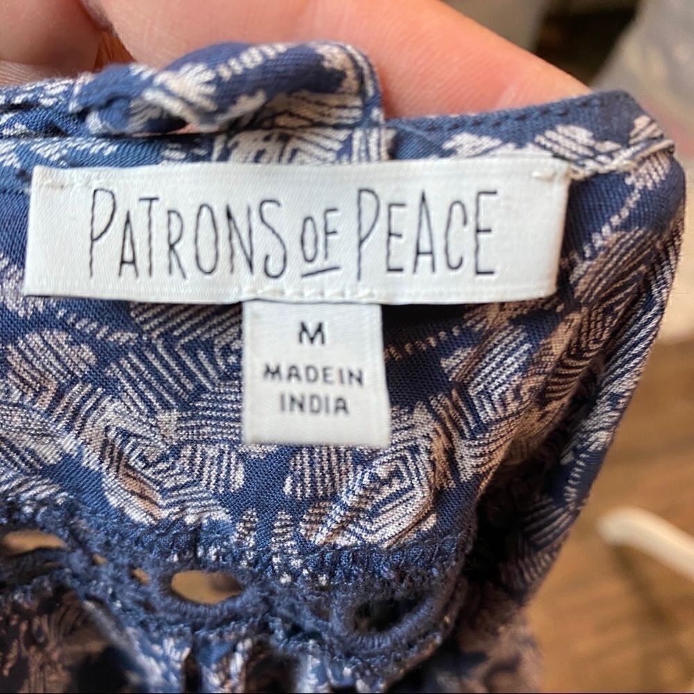 Patrons of Peace Blue Floral Flutter Sleeve Tunic - Picture 3 of 9